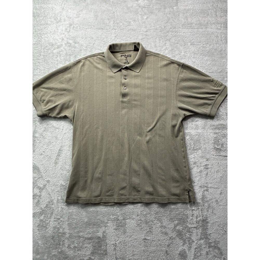 Ping Golf Polo Shirt Mens Large Pro Tech Olive Green Cotton Blend